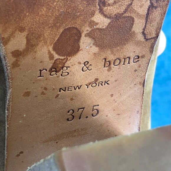 Rag and Bone Harrow Warm Brown Leather  Ankle Strap Block Heel Ankle Boots - Picture 6 of 15